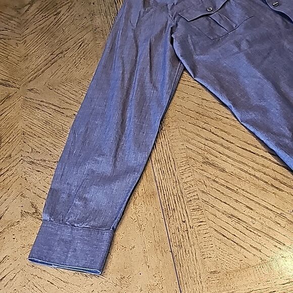 Mens denim blue button down shirt size L Kenneth Cole - Picture 4 of 9